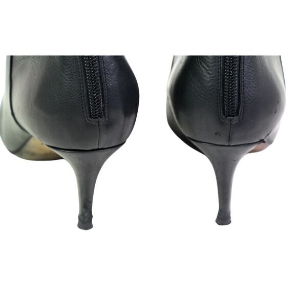 Jimmy Choo BLACK REAL LEATHER MID HEEL ROUND TOE ZIP BACKSIDE ANKLE BOOTS 37.5 - Picture 5 of 16